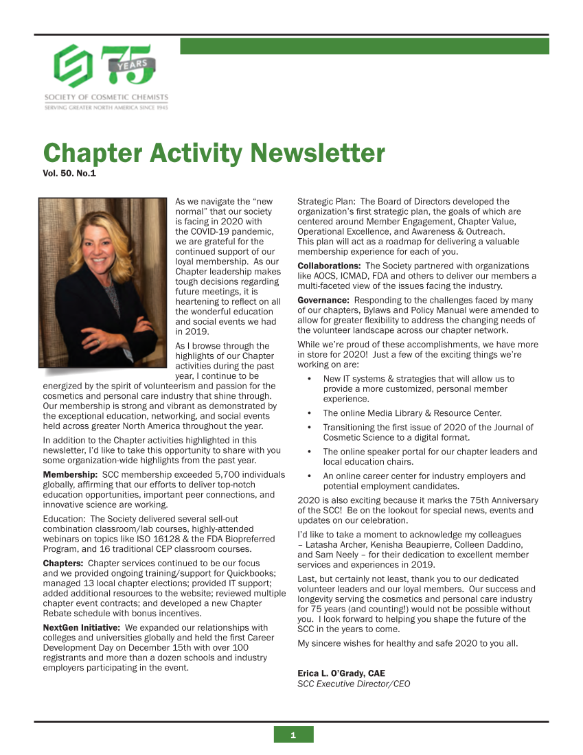2019 SCC Chapter Activity Newsletter page 1