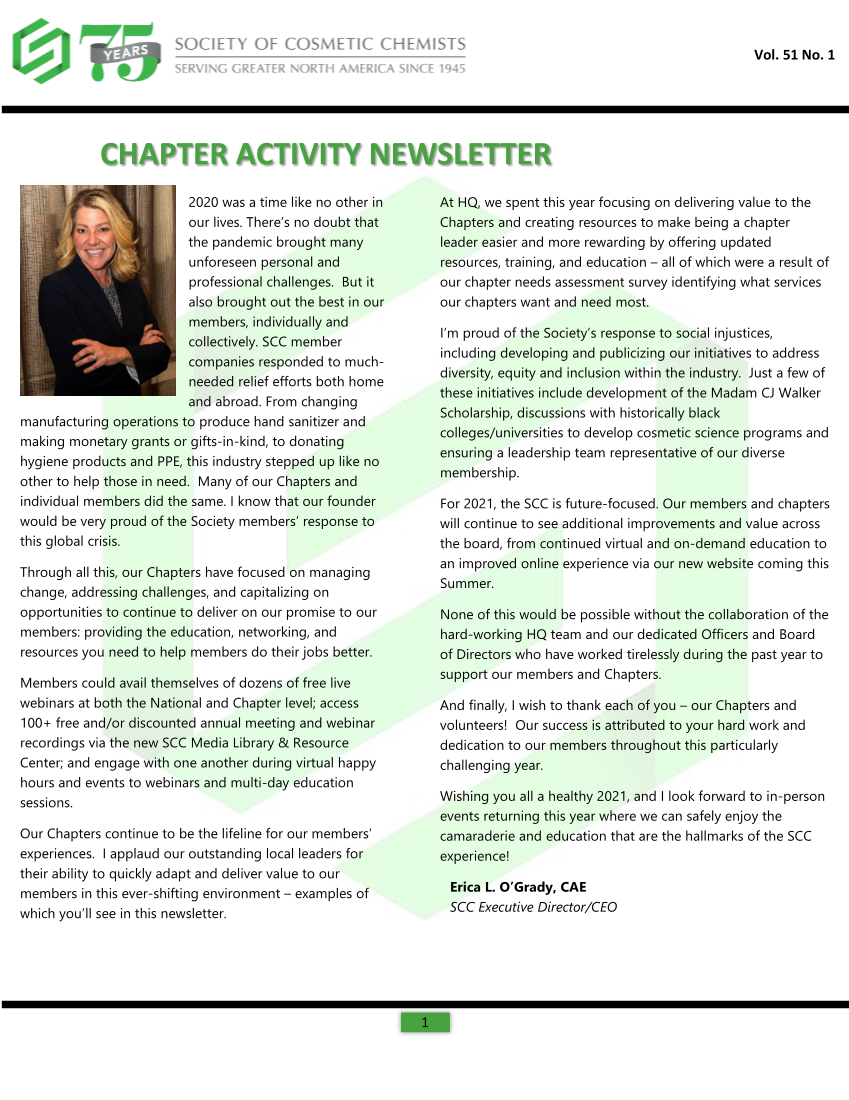 2020 SCC Chapter Activity Newsletter page 1