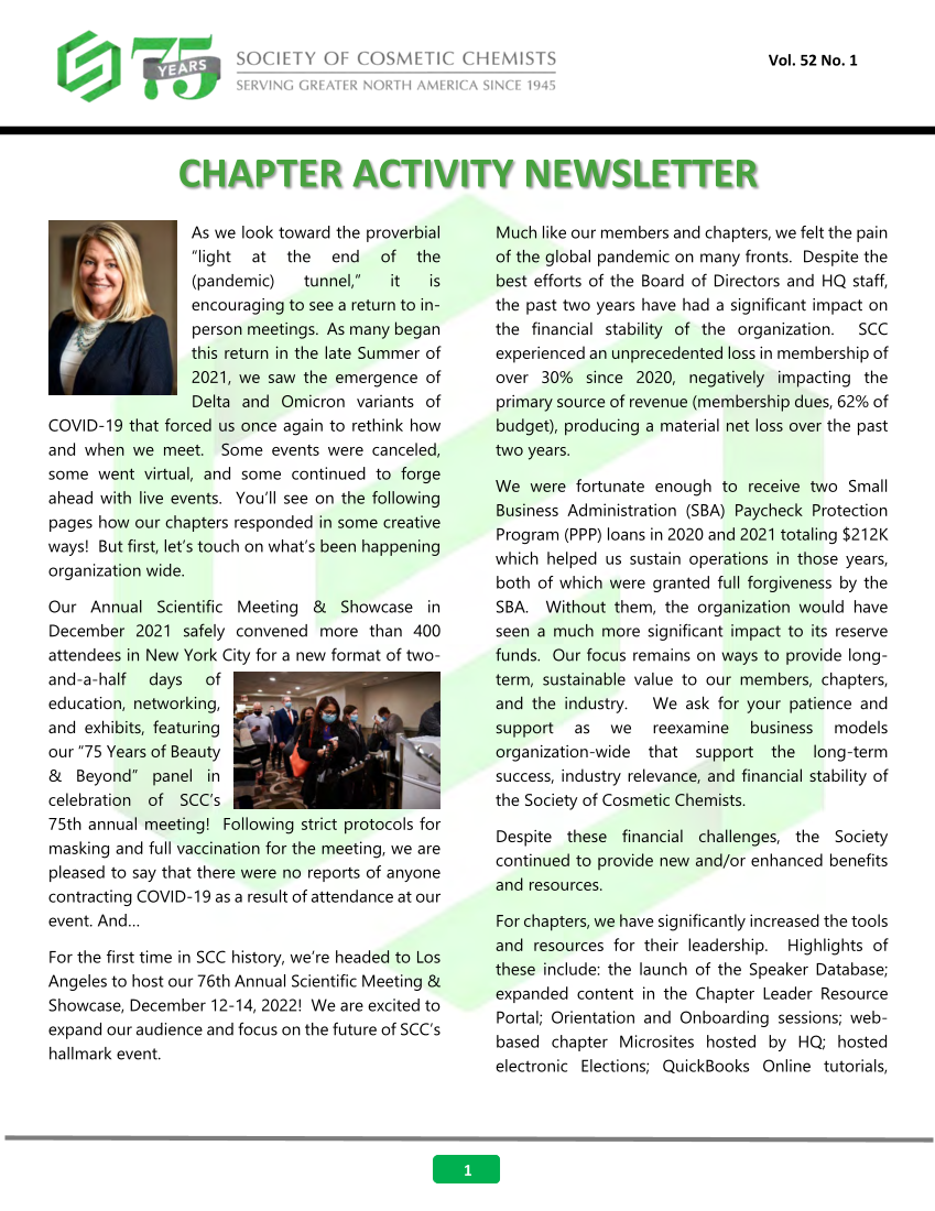 2021 SCC Chapter Activity Newsletter page 1