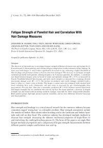 Editor's Choice: Fatigue Strength of Panelist Hair and Correlation With Hair Damage Measures